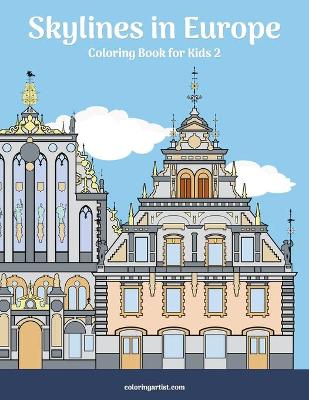 Book cover for Skylines in Europe Coloring Book for Kids 2