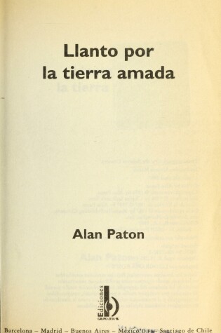 Cover of Llanto Por La Tierra Amada