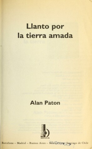 Book cover for Llanto Por La Tierra Amada