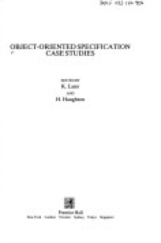 Cover of Object-Oriented Specificatn Case Studies