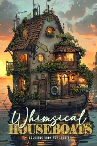 Cover of Whimsical Houseboats Coloring Book for Adults