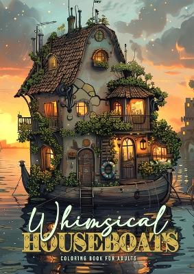 Book cover for Whimsical Houseboats Coloring Book for Adults