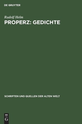 Cover of Properz: Gedichte