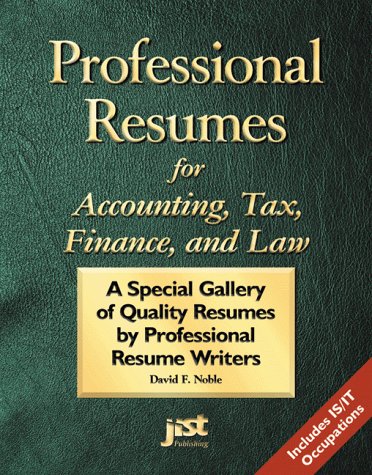 Book cover for Professional Resumes for Accounting, Tax, Finance, and Law