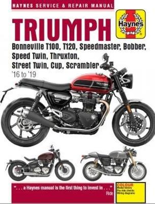 Book cover for Triumph Bonneville T100, T120, Speedmaster, Bobber, Speed Twin, Thruxton, Street Twin, Cup, Scrambler (16 to 19)