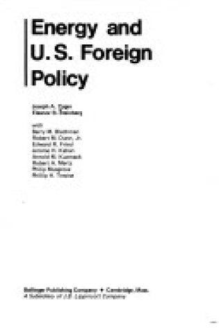 Cover of Energy and United States Foreign Policy