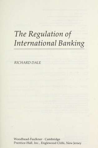 Cover of The Regulation of International Banking