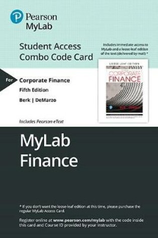 Cover of Mylab Finance with Pearson Etext -- Combo Access Card -- For Corporate Finance