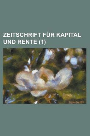 Cover of Zeitschrift Fur Kapital Und Rente (1)