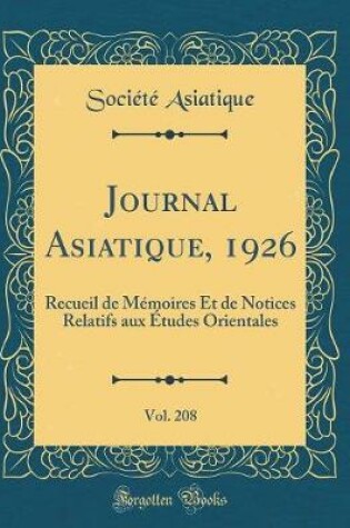 Cover of Journal Asiatique, 1926, Vol. 208