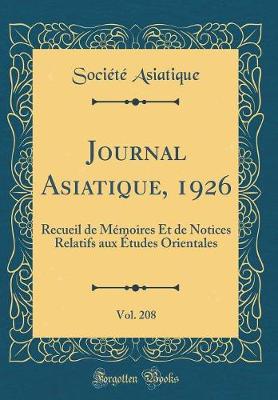 Book cover for Journal Asiatique, 1926, Vol. 208