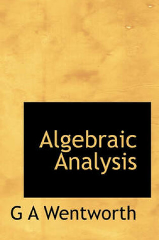 Cover of Algebraic Analysis