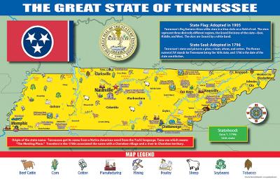 Book cover for Tennessee State Map