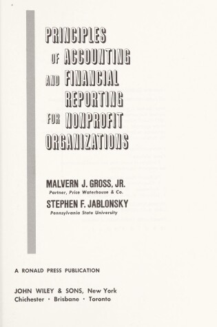 Cover of Principles of Accounting and Financial Reporting for Nonprofit Organizations