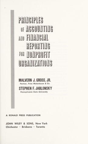 Book cover for Principles of Accounting and Financial Reporting for Nonprofit Organizations