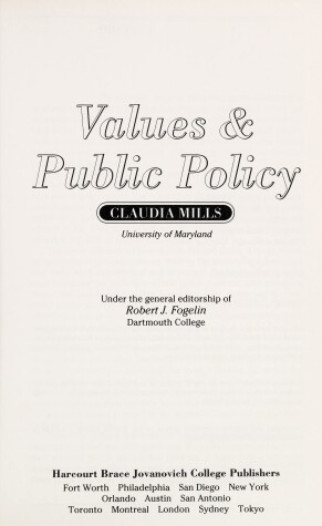 Book cover for Values and Public Policy