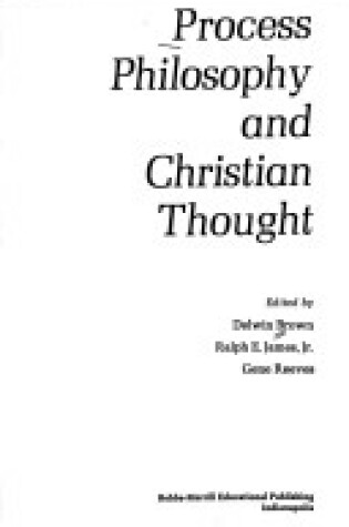 Cover of Process Philosophy & Christian Thought