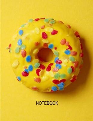 Book cover for Notebook. Yellow Donut Cover Design. Composition Notebook. Wide Ruled. 8.5 x 11. 120 Pages.