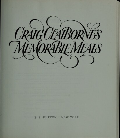 Book cover for Craig Claiborne's Memorable Meals