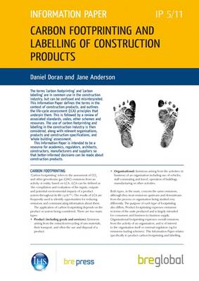 Book cover for Carbon Footprinting and Labelling of Construction Products