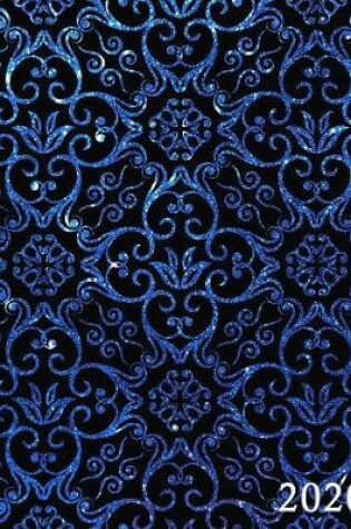 Cover of Blue Glitter Floral Graphic on Black Background