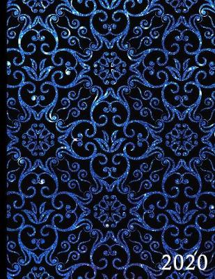 Book cover for Blue Glitter Floral Graphic on Black Background