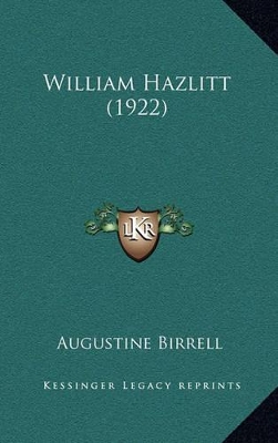 Book cover for William Hazlitt (1922)