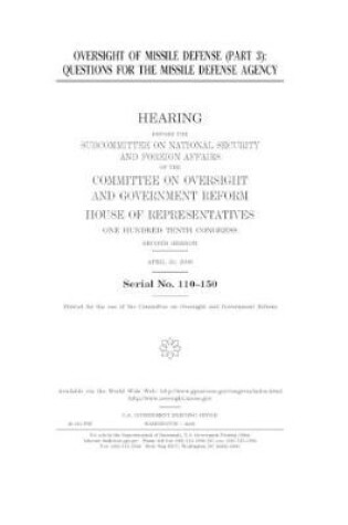 Cover of Oversight of missile defense (part 3)