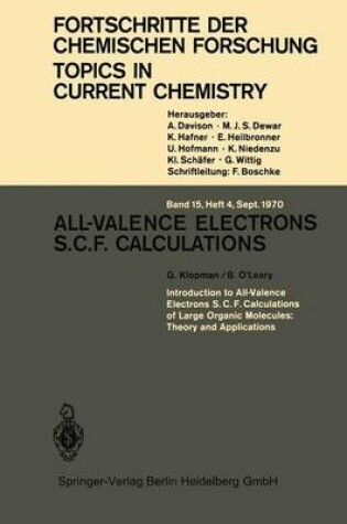 Cover of All-Valence Electron S. C. F. Calculations