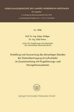 Cover of Ermittlung und Auswertung des derzeitigen Standes der Datenübertragung im Luftverkehr im Zusammenhang mit Flugsicherungs- und Navigationssystemen