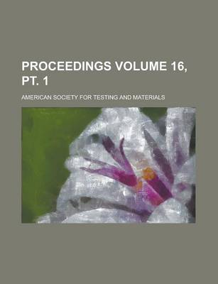 Book cover for Proceedings Volume 16, PT. 1