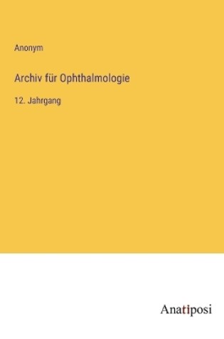 Cover of Archiv für Ophthalmologie
