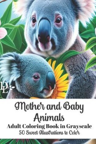 Cover of Mother and Baby Animals Adult Coloring Book in Grayscale