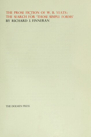 Cover of Prose Fiction of W.B. Yeats