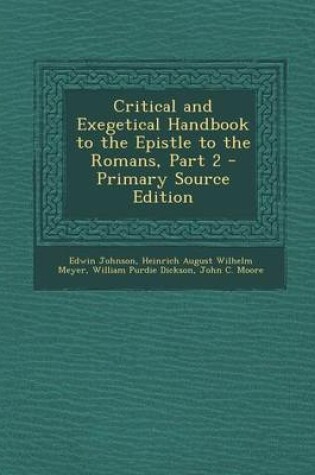 Cover of Critical and Exegetical Handbook to the Epistle to the Romans, Part 2