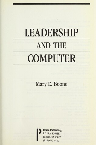 Cover of Leadership and the Computer