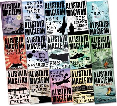 Book cover for Alistair Maclean Collection Pack Set (the Lonely Sea, South by Java Head, San Andreas, the Guns of Navarone, Fear is the Key, H.M.S Ulysses, Force 10 from Navarone, Night without End and More)