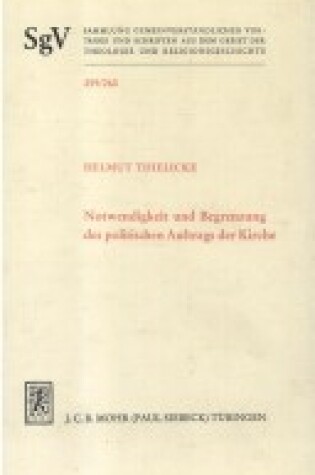 Cover of Notwendigkeit Und Begrenzung Des Politischen Auftrags Der Kirche