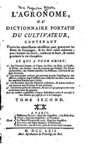Cover of L'agronome, ou, Dictionnaire portatif du cultivateur - Tome II