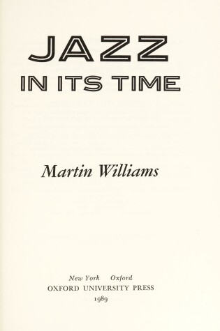 Cover of Jazz in Its Time