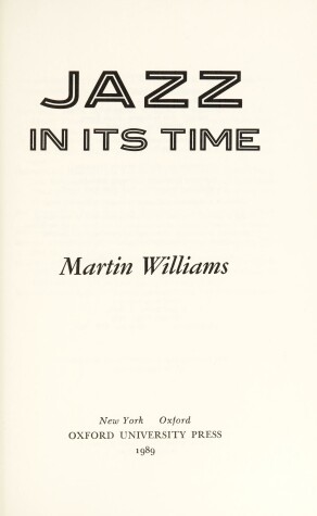 Book cover for Jazz in Its Time