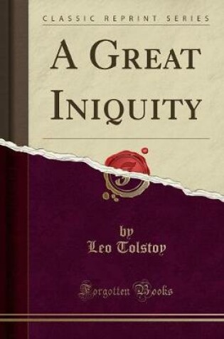 Cover of A Great Iniquity (Classic Reprint)