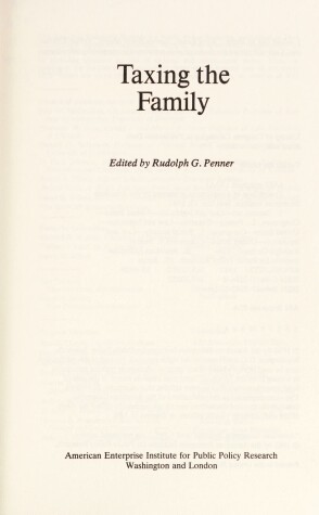 Book cover for Taxing the Family