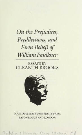 Cover of On the Prejudices, Predilections and Firm Beliefs of William Faulkner