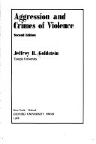 Cover of Aggression and Crimes of Violence