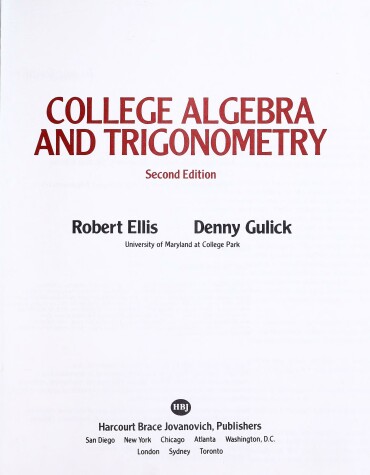 Book cover for Ellis College Algebra & Trigonometry 2e