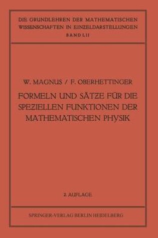 Cover of Formeln Und Sät&#438;e Für Die Spe&#438;iellen Funktionen Der Mathematischen Physik