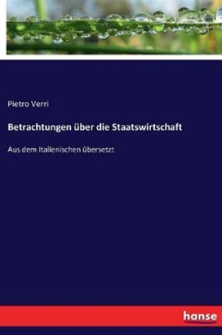 Cover of Betrachtungen über die Staatswirtschaft