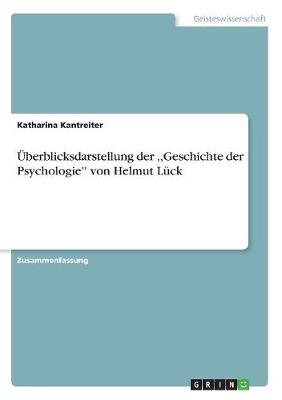 Book cover for Überblicksdarstellung der, Geschichte der Psychologie'' von Helmut Lück