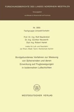 Cover of Bordgebundenes Verfahren Zur Messung Von Scherwinden Und Deren Einwirkung Auf Flugbewegungen in Bodennahen Luftschichten